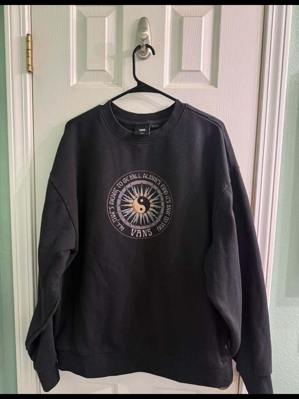 Vans Black Crewneck Sweatshirt with Pink Accent Graphic 24 Pit To Pit, 28 Length